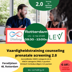 Rotterdam - Paradijslaan 48, 1 mei 2026 9.30u-13:00u | Vaardigheidstraining Counseling Prenatale Screening 2.0
