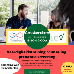 Amsterdam – Paasheuvelweg 25, zaal GAMMA, 8 mei 2026 9:30u-13:00u | Vaardigheidstraining Counseling Prenatale Screening