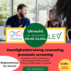 Utrecht – Bosboomstraat 1G, 22 juni 2026 9:30u-13:00u | Vaardigheidstraining Counseling Prenatale Screening