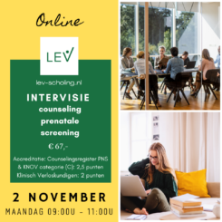 Online Intervisie Counseling Prenatale Screening | maandag 2 november 2026 - 09.00-11.00u